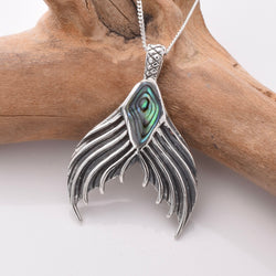P1098 - 925 silver abalone mermaid tail pendant