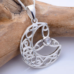 P1234 - 925 silver moonstone moon pendant
