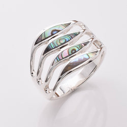 R312 - 925 silver and abalone stripe ring