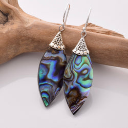 E854 - 925 silver abalone leaf shape earrings