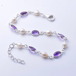 B056 - 925 silver amethyst and FWP bracelet