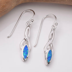 E892 - 925 silver lab grown opal crossover marquis earrings