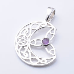 P1233 - 925 silver amethyst moon pendant