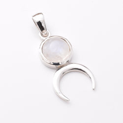 P1242 - 925 silver moonstone crescent pendant