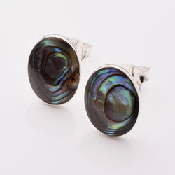 S996 - 925 silver abalone oval stud earrings