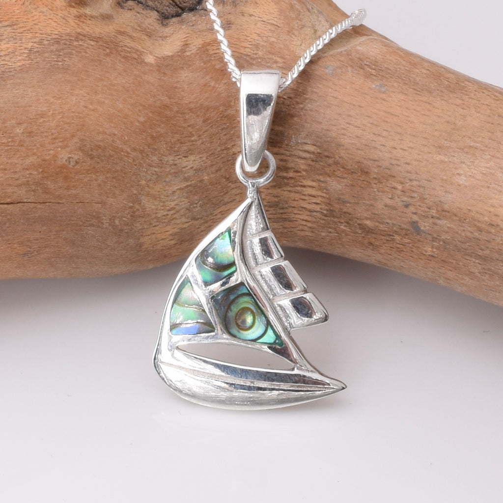 P1128 - 925 silver abalone yacht pendant