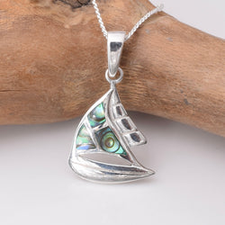 P1128 - 925 silver abalone yacht pendant