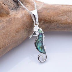 P1206 - 925 silver abalone seahorse pendant