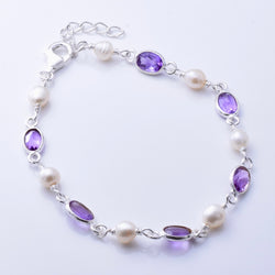 B056 - 925 silver amethyst and FWP bracelet