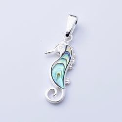 P1206 - 925 silver abalone seahorse pendant
