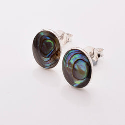 S996 - 925 silver abalone oval stud earrings