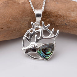 P1124 - 925 silver abalone stag pendant
