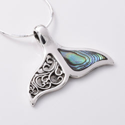 P981 - 925 silver and abalone whaletail pendant