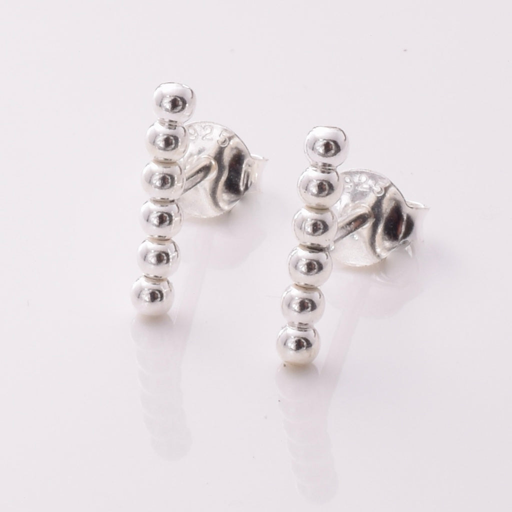 S910 - 925 silver bead bar stud earrings