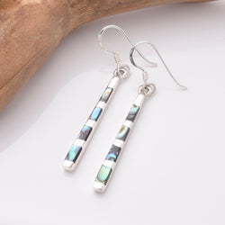 E841 - 925 silver abalone bar earrings