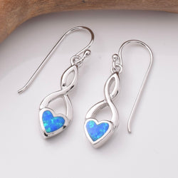 E894 - 925 silver lab grown opal earrings