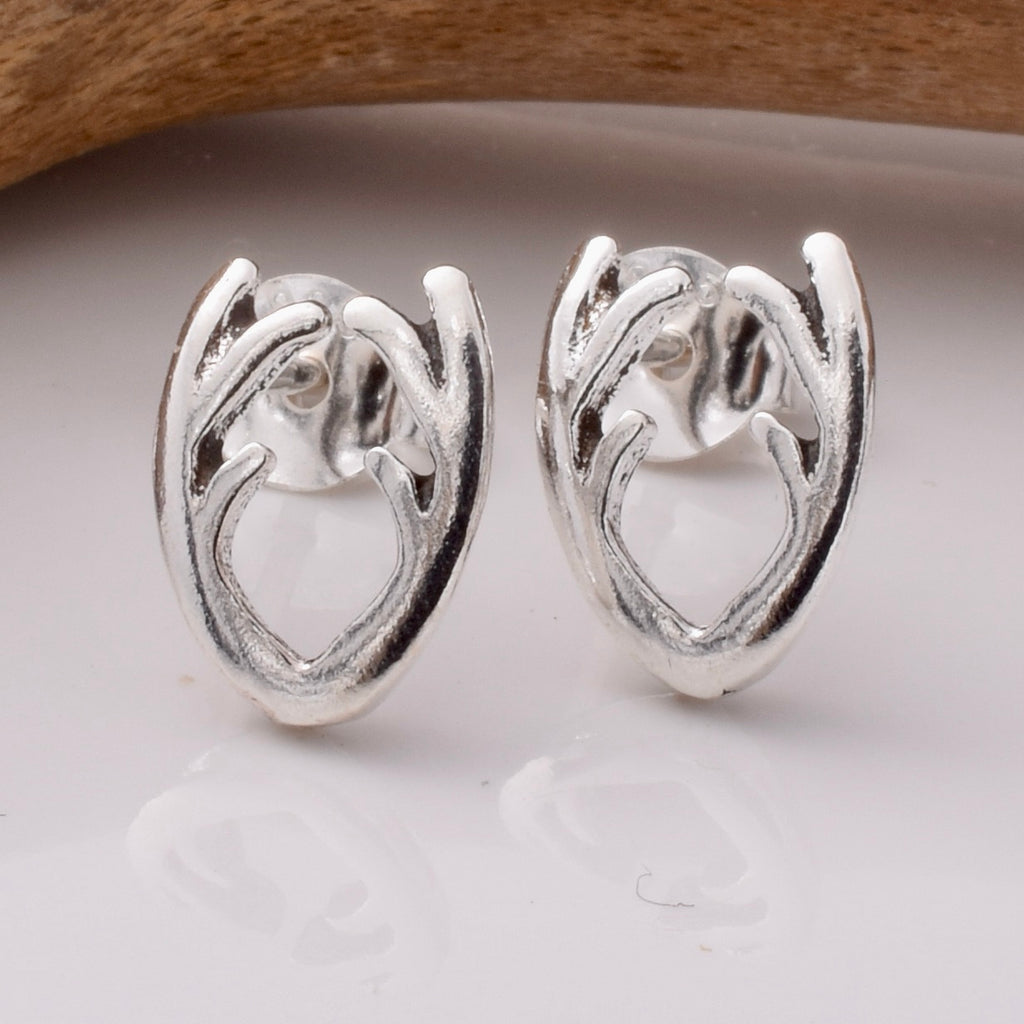 S906 - 925 silver antlers stud earrings