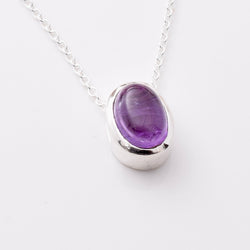 P1235 - 925 silver amethyst oval necklace