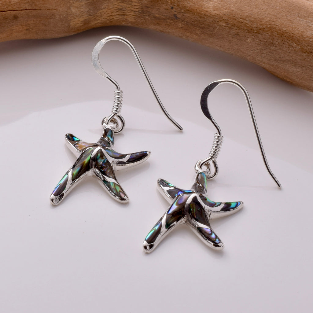 E876 - 925 silver and abalone starfish earrings