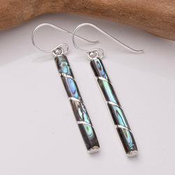 E853 - 925 silver abalone bar earrings