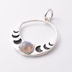 P1026 - 925 silver labradorite crescent pendant