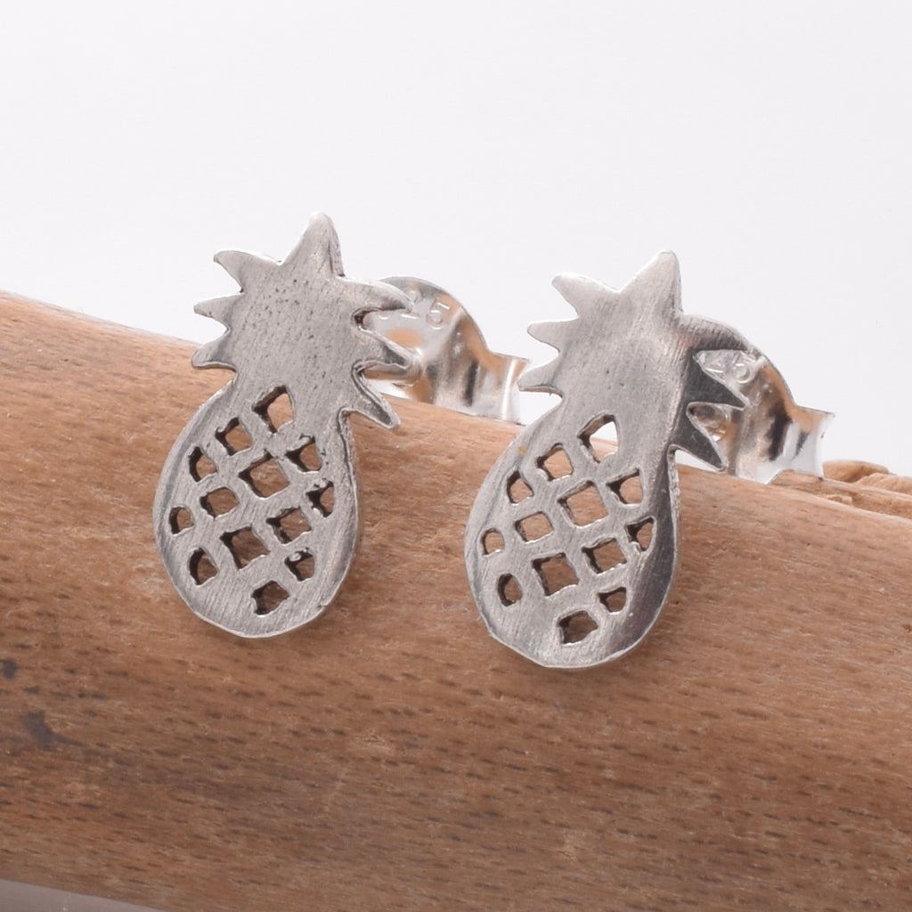 S902 - 925 silver flat pineapple stud earrings