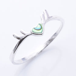 R360 - 925 silver abalone heart antlers ring