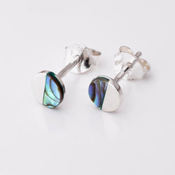 S961 - 925 silver abalone tiny disc stud earrings