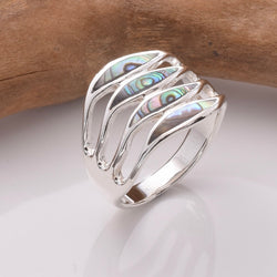 R312 - 925 silver and abalone stripe ring