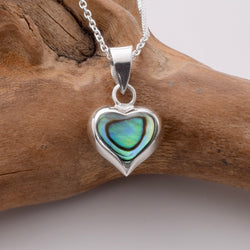 P1113 - 925 silver double sided shell 10mm heart pendant