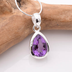 P1239 - 925 silver amethyst teardrop pendant