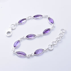 B053 - 925 silver amethyst marquis bracelet