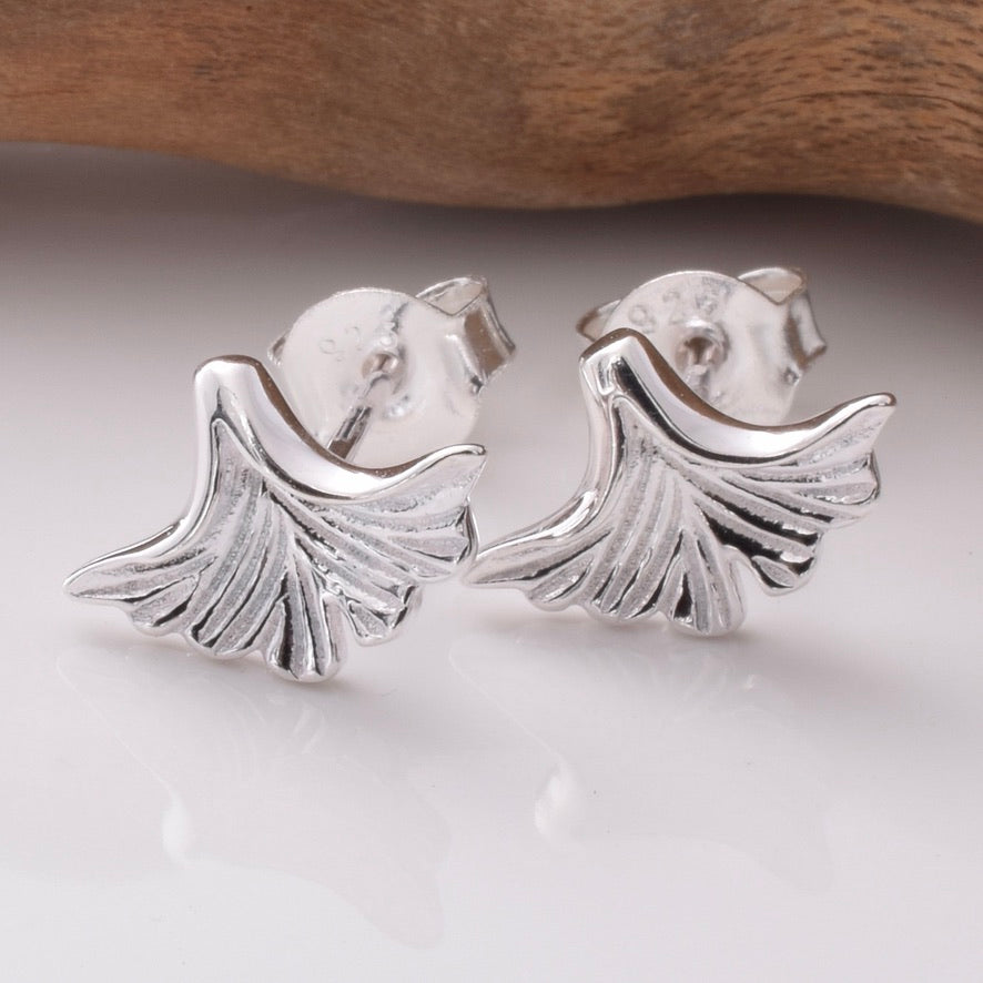 S880 - 925 silver ginkgo stud earrings