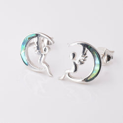 S958 - 925 silver crescent fairy abalone stud earrings