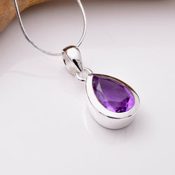 P1239 - 925 silver amethyst teardrop pendant