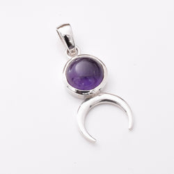 P1241 - 925 silver amethyst crescent pendant