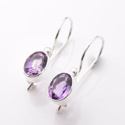 E903 - 925 silver amethyst oval earrings