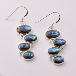 E890 - 925 silver abalone cascading ovals earrings