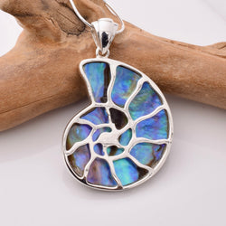 P1181 - 925 silver abalone ammonite pendant