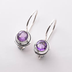 E906 - 925 silver amethyst round facet earrings