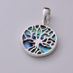 P1079 - 925 silver and abalone tree of life pendant