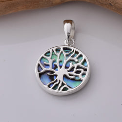 P1079 - 925 silver and abalone tree of life pendant
