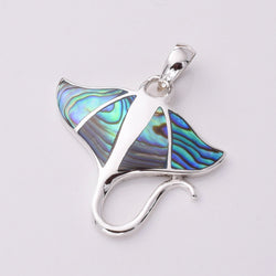 P954 - 925 Silver and abalone manta ray pendant