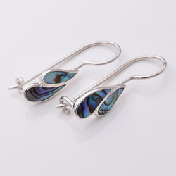 E764 - 925 Silver and abalone leaf earrings