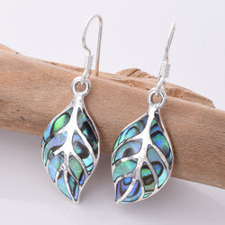 E720 - 925 Silver abalone leaf earrings