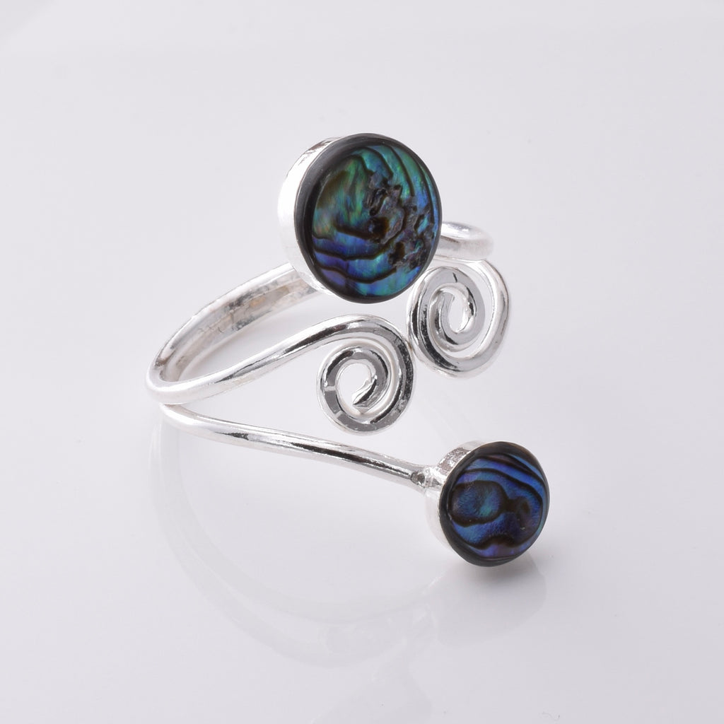 R246 - 925 silver and shell spiral ring