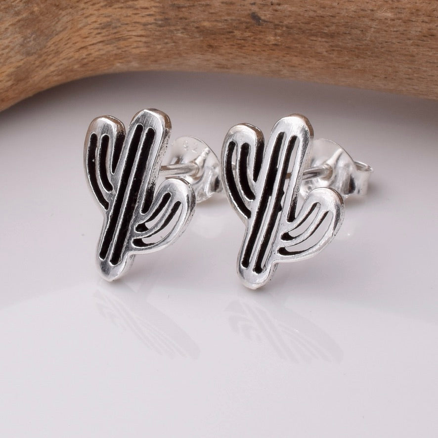 S753 - 925 silver cactus stud earrings