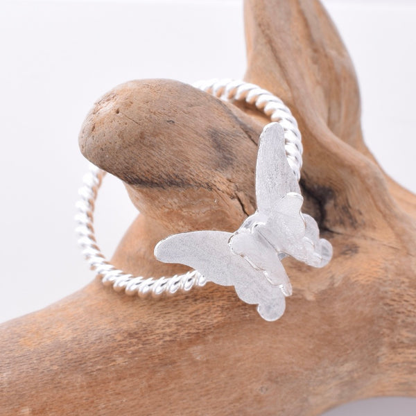 R226 - 925 Silver twist band butterfly ring – Java Designs
