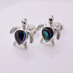 S744 - 925 silver abalone turtle stud earrings