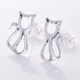 S617 -  Sterling silver sitting cat stud earrings